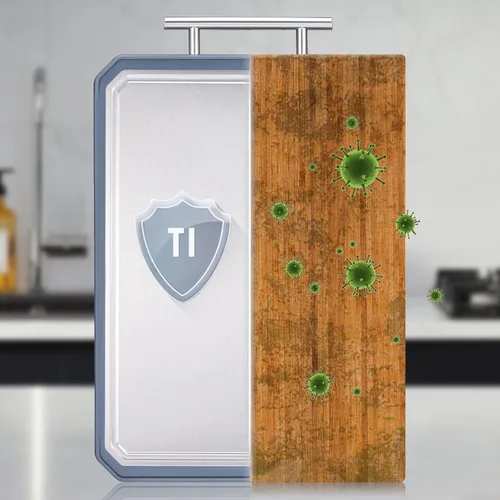 Miniatura 3 de Tabla de cortar de doble cara, tablas de cortar de titanio para cocina, titanio puro y paja de trigo, fácil de limpiar, tabla de cortar de gran
