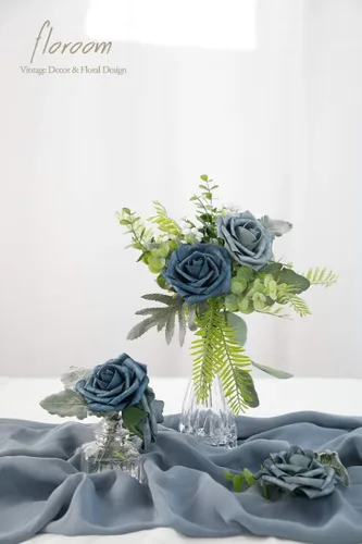 Miniatura 4 de Floroom Flores artificiales de espuma, aspecto real, con tallos, para manualidades, ramos de boda, centros de mesa, despedida de soltera, fiesta, 25