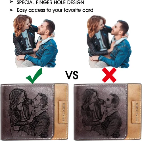 Miniatura 2 de Carteras grabadas personalizadas foto cuero cartera hombres,marido,papá,hijo,regalos personalizados, Estilo 3 - Rojo Marrón, Estándar