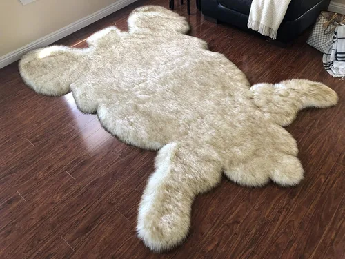 Miniatura 26 de LAMBZY - Alfombra de piel de oveja sintética súper suave hipoalergénica sedosa, estilo peluche de oso, para sala de estar, habitación de niños, sofá
