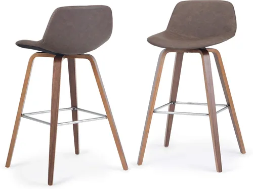 Miniatura 16 de SIMPLIHOME Randolph Taburetes de mostrador (juego de 2) taburetes de bar tapizados de madera curvada de 28 pulgadas de altura del asiento en tela