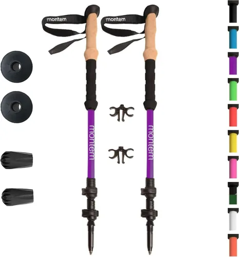 Miniatura 11 de Montem Bastones ultrarresistentes para trekking, caminatas y senderismo - Un par (2 bastones) - Plegables, ligeros, con bloqueo rápido, resistentes