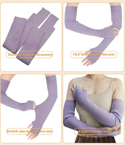 Miniatura 8 de Guantes cálidos de cachemira de brazo largo para mujer, guantes de invierno acogedores sin dedos, calentadores de brazos suaves, gran regalo