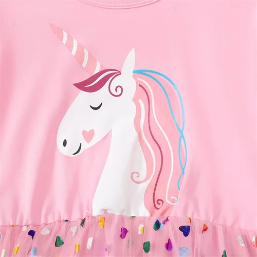 Miniatura 4 de Vestidos de verano casuales de manga corta con tutú de unicornio para niñas de 4 a 12 años