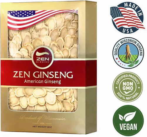 Miniatura 9 de Rodajas de ginseng Zen American Wisconsin: energía mejorada, rendimiento y salud mental para hombres y mujeres (caja de 8 onzas)