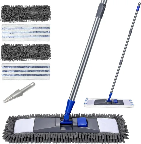 Miniatura 11 de MASTERTOP - Mopa de microfibra para limpieza de pisos, mopa plana para el hogar y la cocina, mango ajustable de acero inoxidable con 4 almohadillas