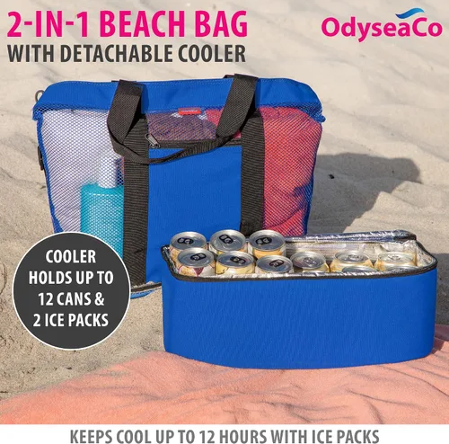 Miniatura 2 de Odyseaco Bolsa de playa impermeable con hielera Bolsas de playa para mujer Vacaciones Beach Essentials Bolsa de piscina y bolsa de playa de malla
