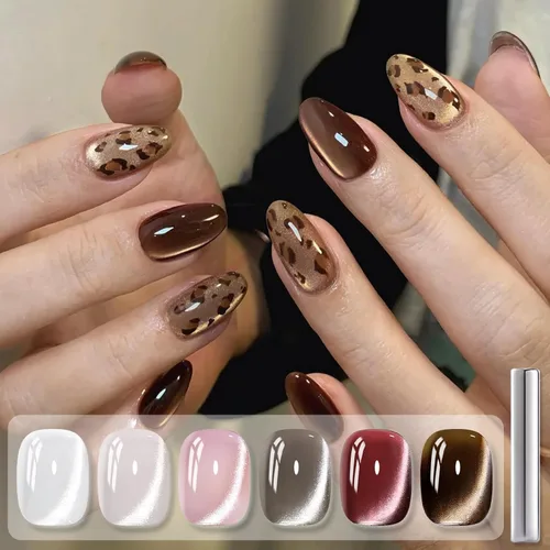 Miniatura 8 de Born Pretty - Esmalte de uñas en gel magnético Cat, set de esmalte de uñas de gel brillante retro magnético de 6 colores, kit de esmalte de uñas Oda
