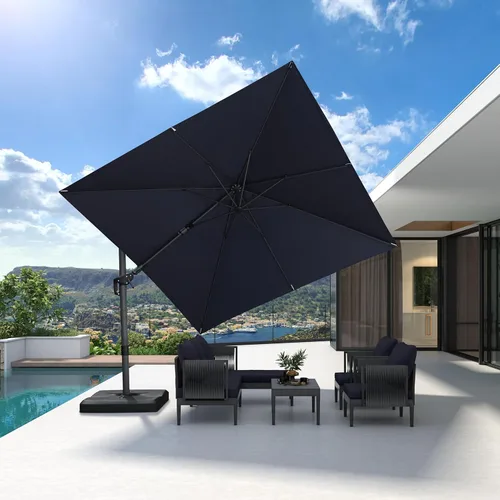 Miniatura 89 de PURPLE LEAF Sombrilla de Patio de 8 Pies para Exteriores Sombrilla Cantilever Cuadrada de Aluminio Sombrilla Offset con Rotación de 360 Grados