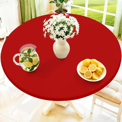 Miniatura 17 de Moosfor Mantel redondo de elastano, elástico ajustable impermeable para mesas de 18 a 24 pulgadas, mantel de picnic elástico lavable para Azul