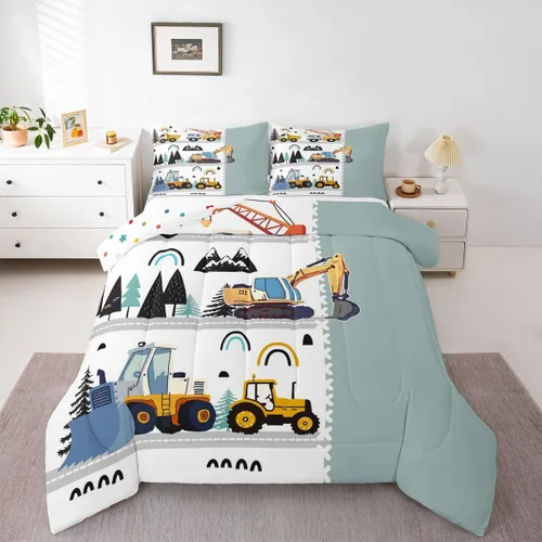 Miniatura 20 de Erosebridal Juego de ropa de cama de tren de dibujos animados para niños y niños, edredón de plumón de vehículos para niños, decoración