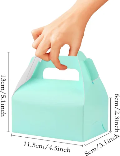 Miniatura 7 de Gable Treat - 30 cajas pequeñas de regalo, papel de estraza de cartón azul para regalo de fiesta, cajas de galletas de postre para cumpleaños, baby