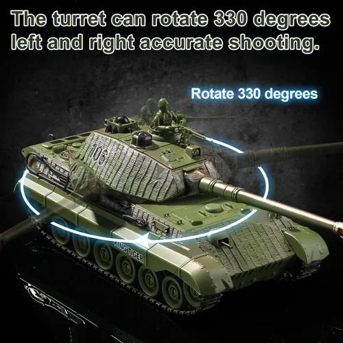 Miniatura 6 de Tanque RC, Tanque del Ejército Alemán King Tiger de la Segunda Guerra Mundial con Control Remoto, Juguetes de Tanques 1:28, Vehículos Militares RC