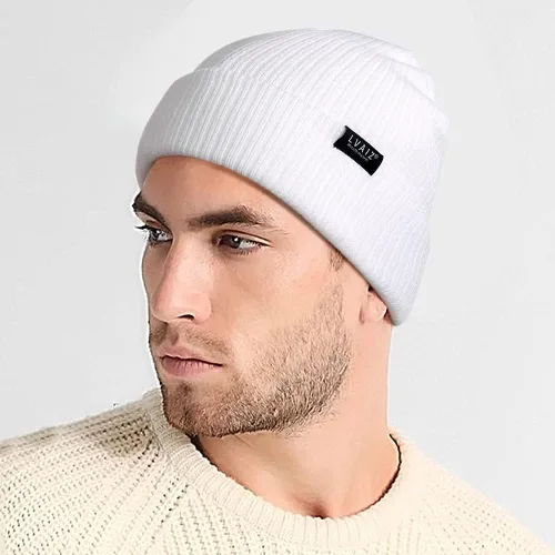 Miniatura 4 de Gorro de punto de invierno con puños para mujer gorro de reloj suave tejido clásico elástico cálido para hombre