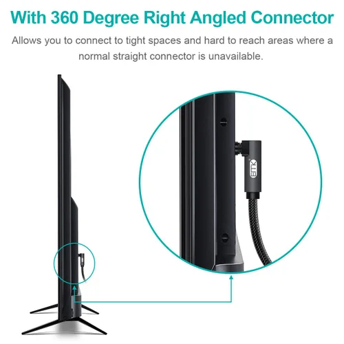 Miniatura 3 de EMK Cable óptico Toslink de 90 grados con enchufe giratorio de 360 grados, cable de fibra óptica S/PDIF Toslink macho a macho para cine en casa