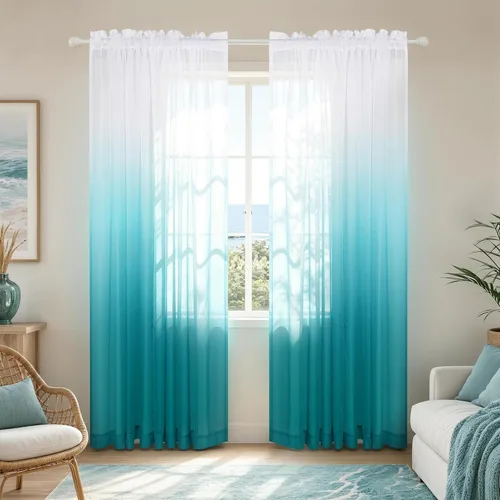 Miniatura 21 de KOUFALL Cortinas de ventana de baño para ducha, juego de 2 paneles de cortinas cortas transparentes en blanco y negro para cocina, dormitorio