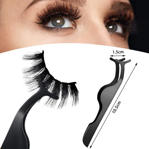 Miniatura 2 de 24 piezas de herramienta aplicadora de pestañas postizas, pinzas de extensión de pestañas de acero inoxidable, pinzas removedoras de clip, pinzas
