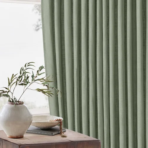 Miniatura 226 de Cortinas de lino natural con pliegues fruncidos de 120 pulgadas de largo para sala de estar, cortinas plisadas con ganchos y lengüeta trasera