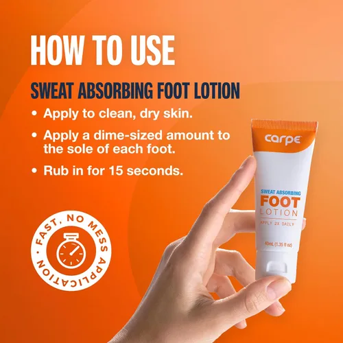 Miniatura 4 de Carpe Loción para pies absorbente de sudor con aplicador, una solución recomendada por dermatólogos para detener los pies sudorosos y malolientes