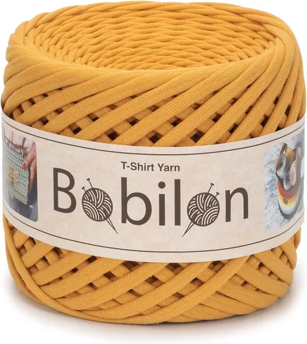 Miniatura 14 de Hilo de camiseta – 0.197-0.276 in – Cinta de punto para ganchillo, tejido, macramé, manualidades – 328.1 ft / 110 yardas – Hilo de algodón Apricot