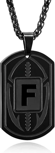 Miniatura 77 de Graduation Gifts - Football Initial Necklace for Men Boys Kids Teen Dog Tag Stainless Steel Black Letter Pendant Sport Football Athletes Jewelry