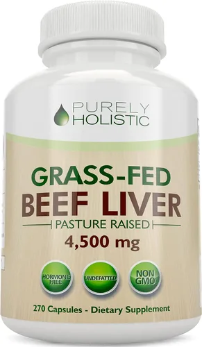Cápsulas de hígado de res alimentadas con pasto | 750 mg por cápsula | Apoyo energético | Suplemento de hígado de res criado en pastos, sin hormonas