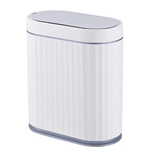 ELPHECO Cubo de basura para baño con sensor de movimiento, cubo de basura automático, cubo de basura inteligente de plástico delgado con tapa,