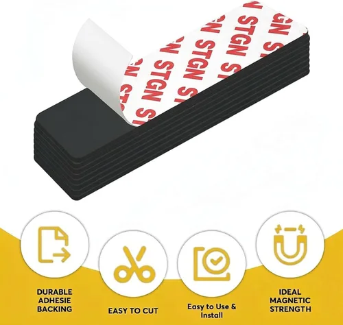 Miniatura 4 de STTMGN Cinta magnética con respaldo adhesivo fuerte 3M, 28 unidades de 1 x 3 pulgadas, imanes autoadhesivos flexibles, cinta magnética plana de goma