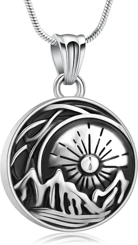 Collar de urna para cenizas, nudo celta, joyería de cremación para cenizas, collar de montaña para mujer, valle puesta de sol, recuerdo, colgante