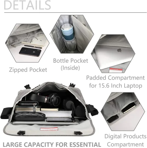 Miniatura 5 de OIWAS Bolsa tipo mensajero para hombre, 15.6 pulgadas, para laptop, bolsa cruzada para hombre, maletín para computadora, grande, trabajo, viajes