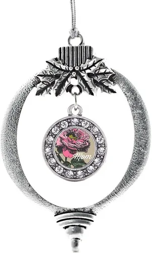 Miniatura 244 de Inspired Silver - Bonita bandera estadounidense - Adorno de Navidad plateado - Adorno de árbol de Navidad con dije circular con circonita cúbica