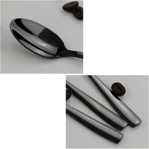 Miniatura 2 de Teyyvn Juego de 8 cucharas de café de acero inoxidable negro, juego de cucharas de café Demitasse Cucharas Demitasse de 5 pulgadas, acabado