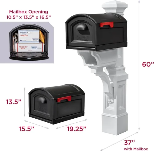 Miniatura 8 de Step2 Atherton Buzón y poste extra grande, resistente a la intemperie, buzones grandes para exteriores, hechos de plástico duradero, fácil