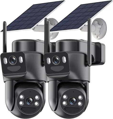 Miniatura 10 de Cámaras de seguridad solar de doble lente inalámbricas para exteriores, WiFi 6 G/2.4G, visión de 360°, panorámica/inclinación, cámara de seguridad