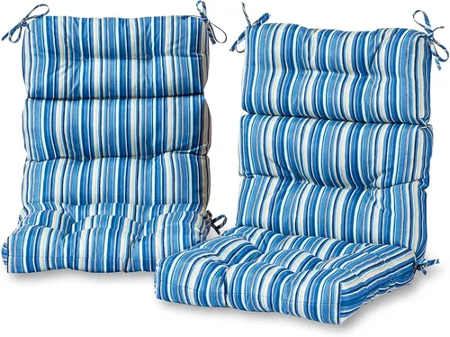 Miniatura 66 de Cojines para silla de respaldo alto para exteriores, diseño de asiento y respaldo con bisagras de una pieza, reversibles con 4 lazos, tela