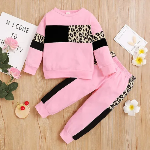 Miniatura 9 de Conjunto de 2 piezas de sudadera para bebé con estampado de leopardo para otoño e invierno