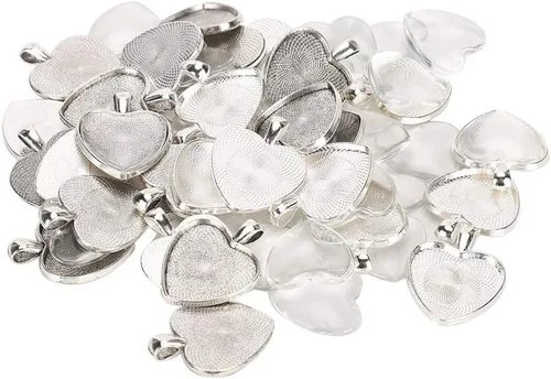 Miniatura 7 de Colgante en forma de corazón, 60 bandejas colgantes en forma de corazón, ajuste de base con cristal