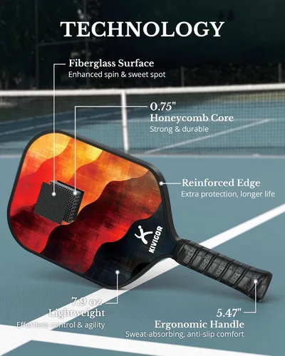 Miniatura 2 de Pickleball Paddles Set of 2, Carbon Fiber Surface, Polypropylene Honeycomb Core, Lightweight Pickleball Rackets Pickle Ball Paddle Set 2 Pack