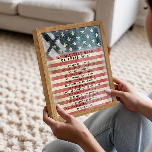 Miniatura 3 de Juramento Militar de Reclutamiento ENMARCADO - Arte de pared patriótico de la bandera americana, decoración - Regalo para soldados, ejército