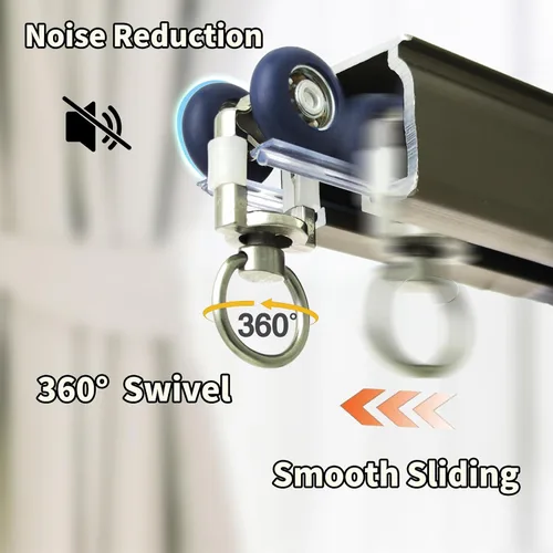 Miniatura 3 de TSBS - Paquete de 15 rodillos de cortina de techo, deslizadores de pista deslizante con rueda silenciosa, ideal para techo, pared, divisor de 0.787