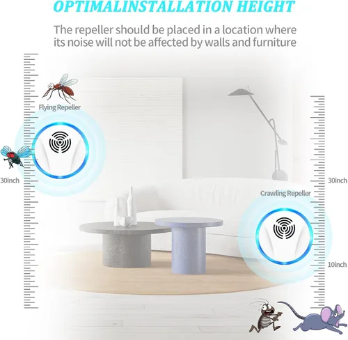 Miniatura 3 de Repelente ultrasónico de control de plagas para interior para control de roedores, repelente de mosquitos, asesino de cucarachas, disuasorio