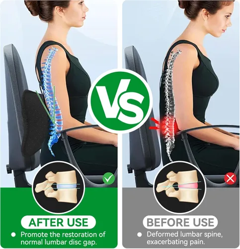 Miniatura 4 de Agatige 1 almohada inflable de apoyo lumbar, transpirable, firme, lavable, portátil, soporte lumbar con sistema de aire ajustable para hombres