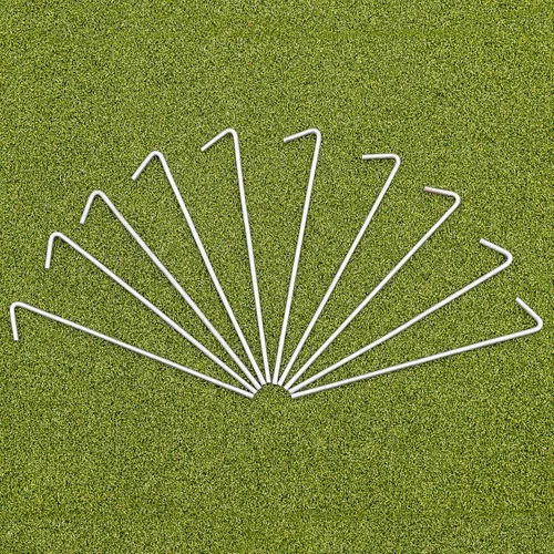 Estacas de red de fútbol (paquete de 40 unidades) de acero galvanizado resistente de 0.197 in, estacas de fijación de suelo de 9 pulgadas de largo