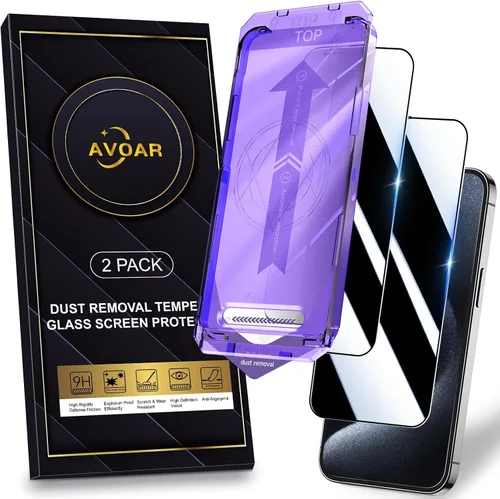 Miniatura 31 de Paquete de 2 protectores de pantalla de privacidad para iPhone 13 Pro Max /14 Plus [kit de alineación automática] vidrio templado, protección