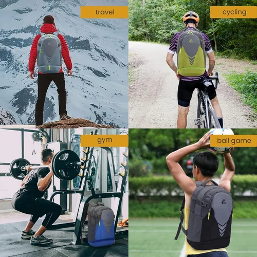 Miniatura 7 de Mochila de baloncesto de 35 litros con compartimento separado para pelotas, para baloncesto, fútbol, voleibol, natación, gimnasio, viajes