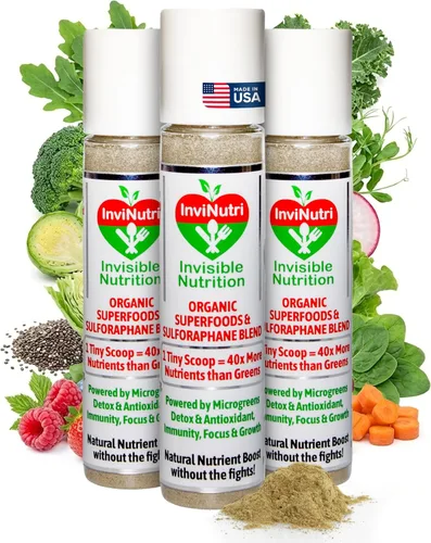 Miniatura 10 de InviNutri Superalimento en polvo para comedores sensoriales y quisquillosos. Una cucharada diminuta - 40 veces rica en nutrientes, 30 mg