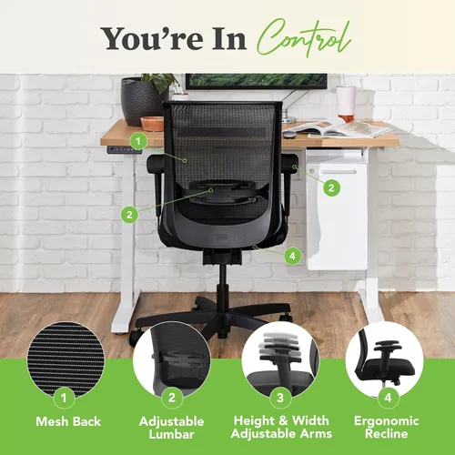 Miniatura 4 de HON Convergence - Silla de oficina ergonómica, malla de soporte de espalda transpirable, brazos ajustables, silla de computadora con soporte lumbar