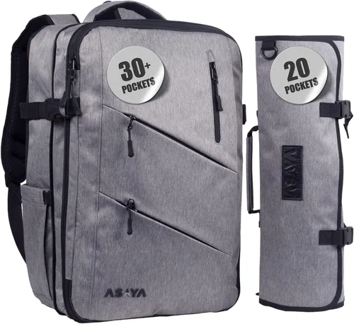 Miniatura 9 de Asaya - Mochila para cuchillos de chef con bolsa enrollable para 20 cuchillos de bolsillo - Más de 30 bolsillos para cuchillos - Los cuchillos