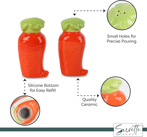 Miniatura 5 de Novedoso juego de salero y pimentero de cerámica para verduras - Zanahoria Carrot