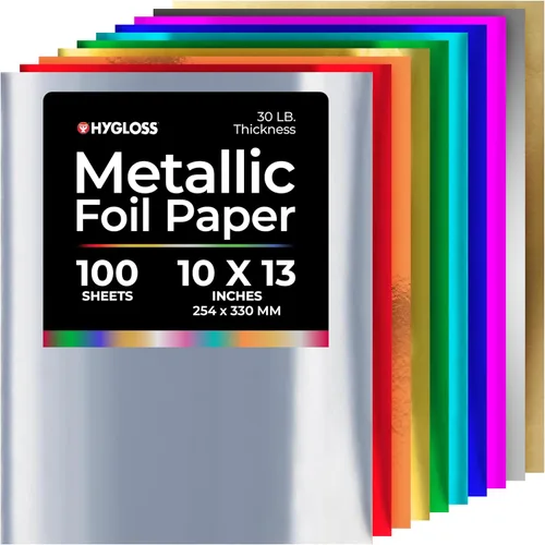 Miniatura 13 de Hygloss Papel de aluminio metálico, 10 hojas de papel brillante de color dorado y plateado, 10 x 13 pulgadas, papel de aluminio ideal para Oro